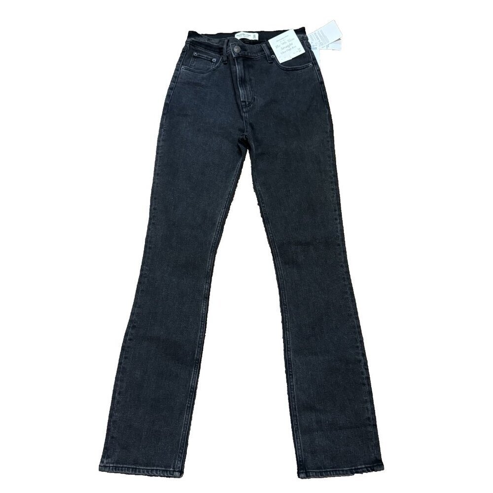 Abercrombie & Fitch Women's The 90's Slim Straight Ultra High-Rise Black Size 24